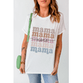 thumbnail image 6 of Women's White Mama Lettering Printed Crew Neck Tee - Casual Graphic T-Shirt | [ZhiHiMeRi] | (US 20-22)2XL, 6 of 8