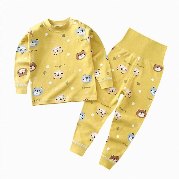 Nwiuh Bamboo Viscose Pajama Sets for Toddler Boys & Girls Baby Kids, Ultra-soft Snug fit Pjs Sleepers for Birthday Holiday Yellow 3-6 Months