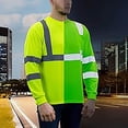 thumbnail image 4 of Mens Class 3 Safety Shirt Long Sleeve High Visibility Reflective Breathable Hi Vis Work Tee Construction Warehouse, 4 of 6