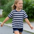 thumbnail image 7 of HomeGardon T Shirts for Boys Kids Striped Short Sleeve T-Shirt Casual Crewneck Soft Summer Top Youth Outdoor Play Tee for Boys and Girls,1-14 Years, 7 of 7