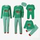 thumbnail image 1 of Pijamas familiares a juego de Navidad, conjunto de pijamas de Reno a través de la nieve, rayas verdes, Dachshund, 1 of 3