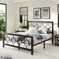 thumbnail image 2 of Sha Cerlin Brown Full Size Metal Platform Bed Frame with Vintage Circular Headboard & Footboard, Adult, 2 of 9