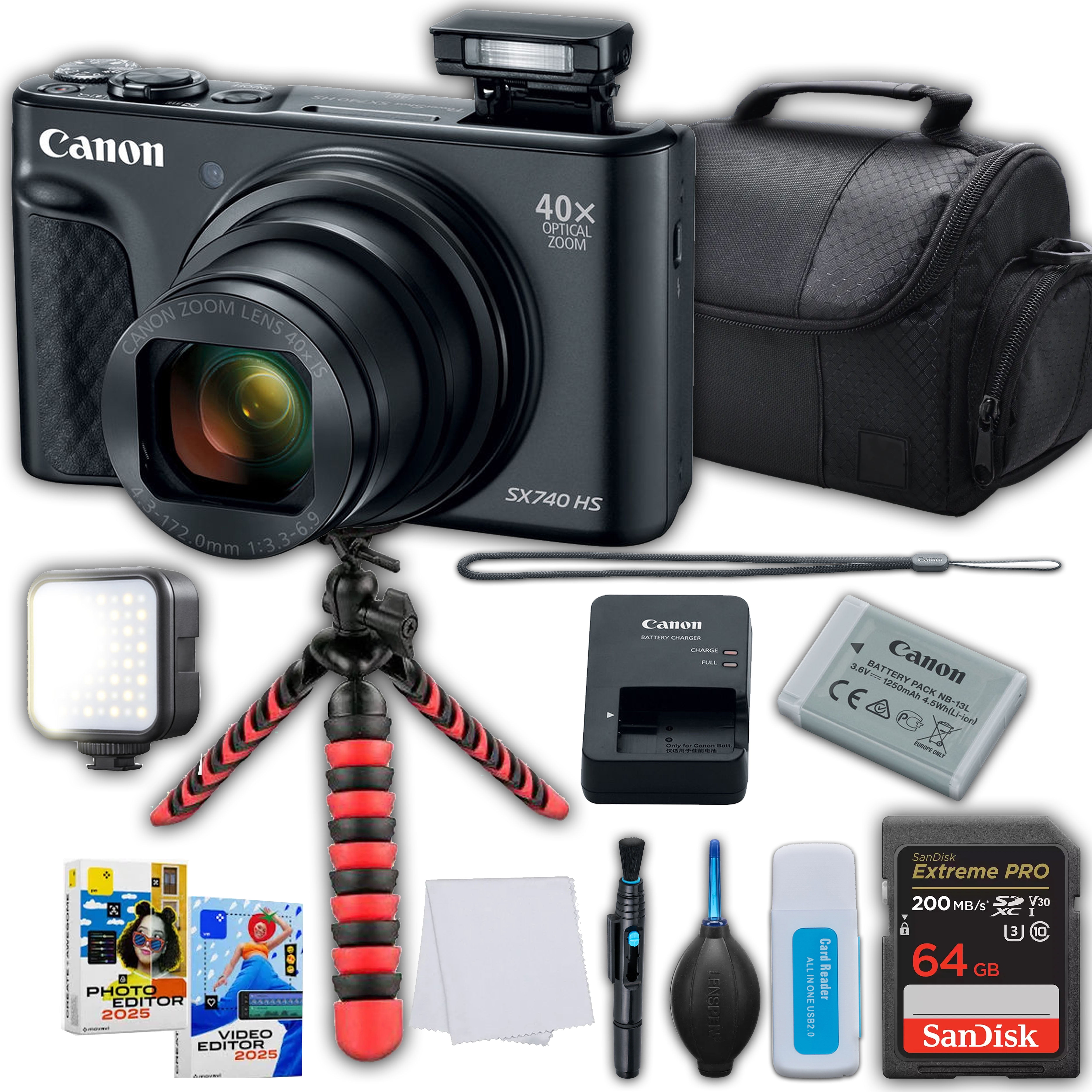 Canon PowerShot SX740 HS 20.3MP Digital Camera- Black