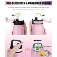 thumbnail image 6 of Oldley Stainless Steel Water Bottle, 20 Oz, Pink, Slim Bottle, kid waterbottle, with 3 Lids & Strap, 6 of 6