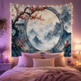 thumbnail image 2 of Moon Gate Between Indigo Cliffs With Stepping Stones, Serene Digital Art for Nature Lovers, Portal Scene Decor, New Home Gift, Tapestry Wall Hanging for Bedroom and Studio, 2 of 7