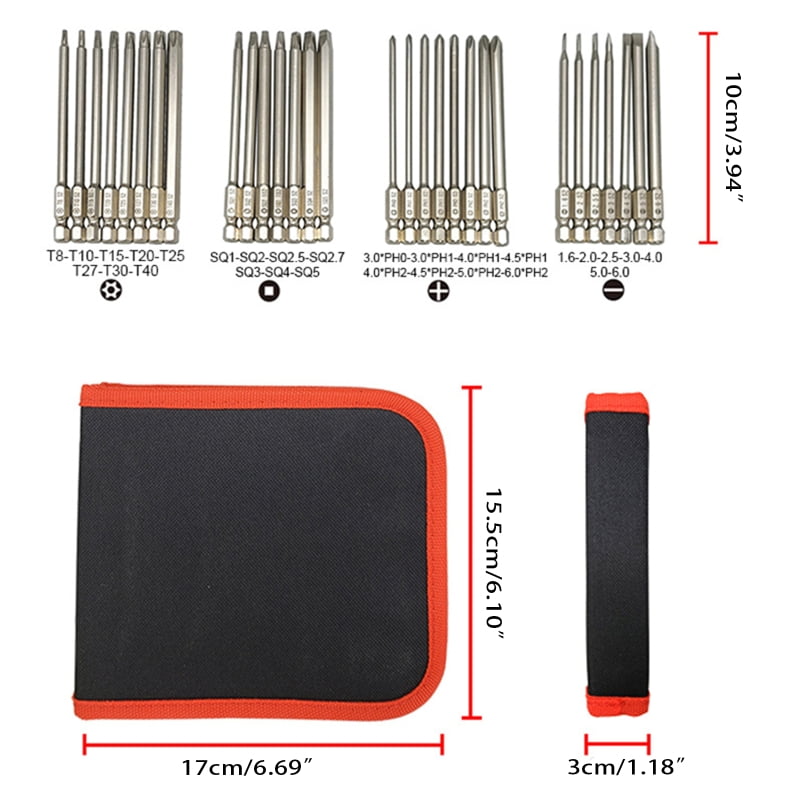 Long Screwdriver Bit Set with 1/4" Hex Shank Drill Screw Driver Bits Power Tools Kit Tool Steel 4 Types Screwdriver Bits