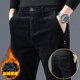 thumbnail image 4 of Men Vintage Fashion Letter Embroidery Corduroy Thick Velvet Casual Pants Autumn Winter Male Solid Slim Pockets Straight Trousers, 4 of 5