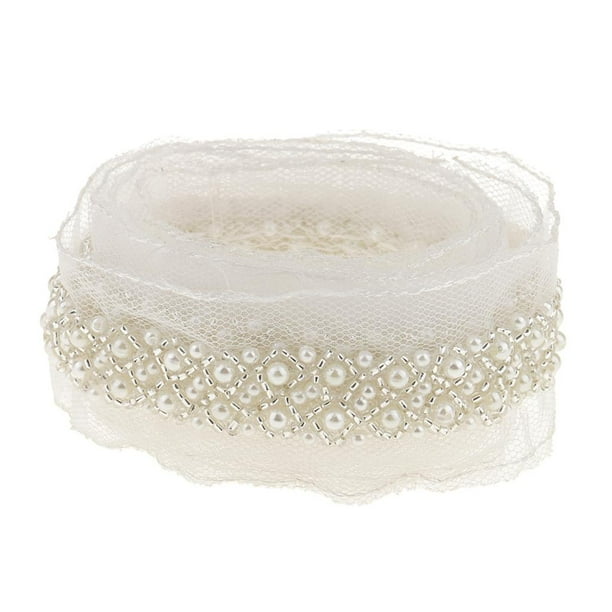 97cm Pearl Beaded Trims Lace Trimming Ribbon Clothes Sewing Accessories