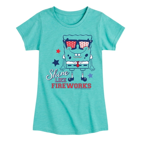 SpongeBob SquarePants - Shine Like Fireworks - Toddler & Youth Girls Short Sleeve Graphic T-Shirt