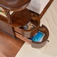 thumbnail image 6 of Solid Wood End Table with 2 Drawers, Narrow Sofa Side Table Slim Chair Side Table with Storage Shelf, Vintage Slim Nightstand Bedside Table（Cherry Walnut）, 6 of 11