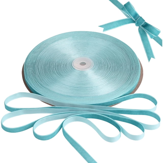 BokingOne Light Blue Velvet Ribbon, 3/8 Inch X 30Yds Single Face Velvet Ribbon for Gift Wrapping, Valentine's Day Wrapping Bows, Wedding Decor, Home Decorating, DIY Crafts Decor