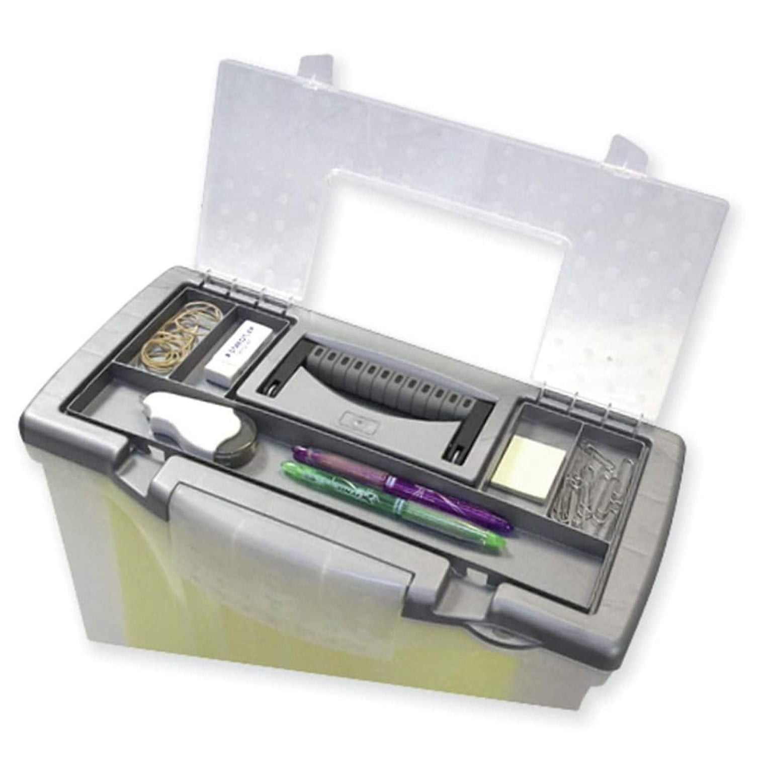 Portable File Box with Organizer Lid Legal/Letter