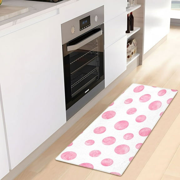 Polka Dots Pink Watercolor Luxury Kitchen Rug Non Slip Bathroom Plush Mat Shaggy Bedroom Carpet 39"x20"