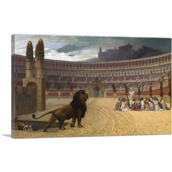ARTCANVAS The Christian Martyr's Last Prayer 1863 Canvas Art Print by Jean Leon Gerome - Size: 26" x 18" (0.75" Deep)