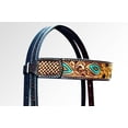thumbnail image 2 of Bar H Equine Sunflower Hand Painted Horse Western Leather Headstall Dark Brown, 2 of 3