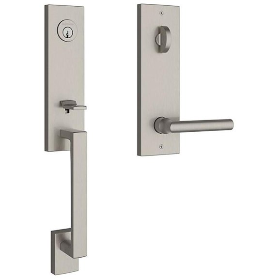 Baldwin EESEAXTUBCQE150 Seattle One Piece Single Cylinder Keyed Entry Handleset - Nickel