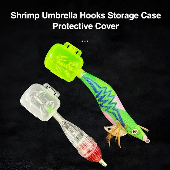 Meileang 10Pcs Shrimp Umbrella Hooks Protective Cases Transparent Lightweight Compact Size Squid Jig Covers Hook Storage Cases