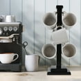 thumbnail image 4 of Arikago  Rustic Coffee Mug Tree Stand, Solid Wood Holder for 6 Mugs, Space-Saving Kitchen Organizer, Stylish and Sturdy Cup Display Rack, Black, 4 of 6