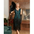 thumbnail image 3 of PrettyGuide Women's Flapper Dresses Sequin Pearl Fringe Dress V Neck 1920s Dress Art Deco Great Gatsby Dress, 3 of 8