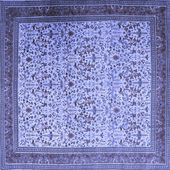 Ahgly Company Machine Washable Indoor Square Persian Blue Traditional Area Rugs, 5' Square
