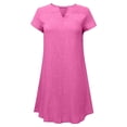 thumbnail image 2 of Women Dresses Summer 2025 Cotton and Linen Short Sleeve V-neck Casual Hot Vacation Solid Color Mini Dress Loose Plus Size Beach Sundresses, 2 of 5