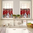 thumbnail image 4 of Christmas Snowman Kitchen Curtains and Valances Set, Squirrel Cat Xmas Tree Ball Red Winter Rod Pocket Window Valance Window Curtain Panels for Living Room Bedroom Laundry, 27.5x36in, 3 Pieces, 4 of 7