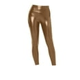thumbnail image 2 of WNEGSTG Faux Leather Leggings for Women V Back Faux Leather Leggings Scrunch Butt Lifting V Cut Waist Shaped Ruched Squat Proof Leggings, 2 of 4