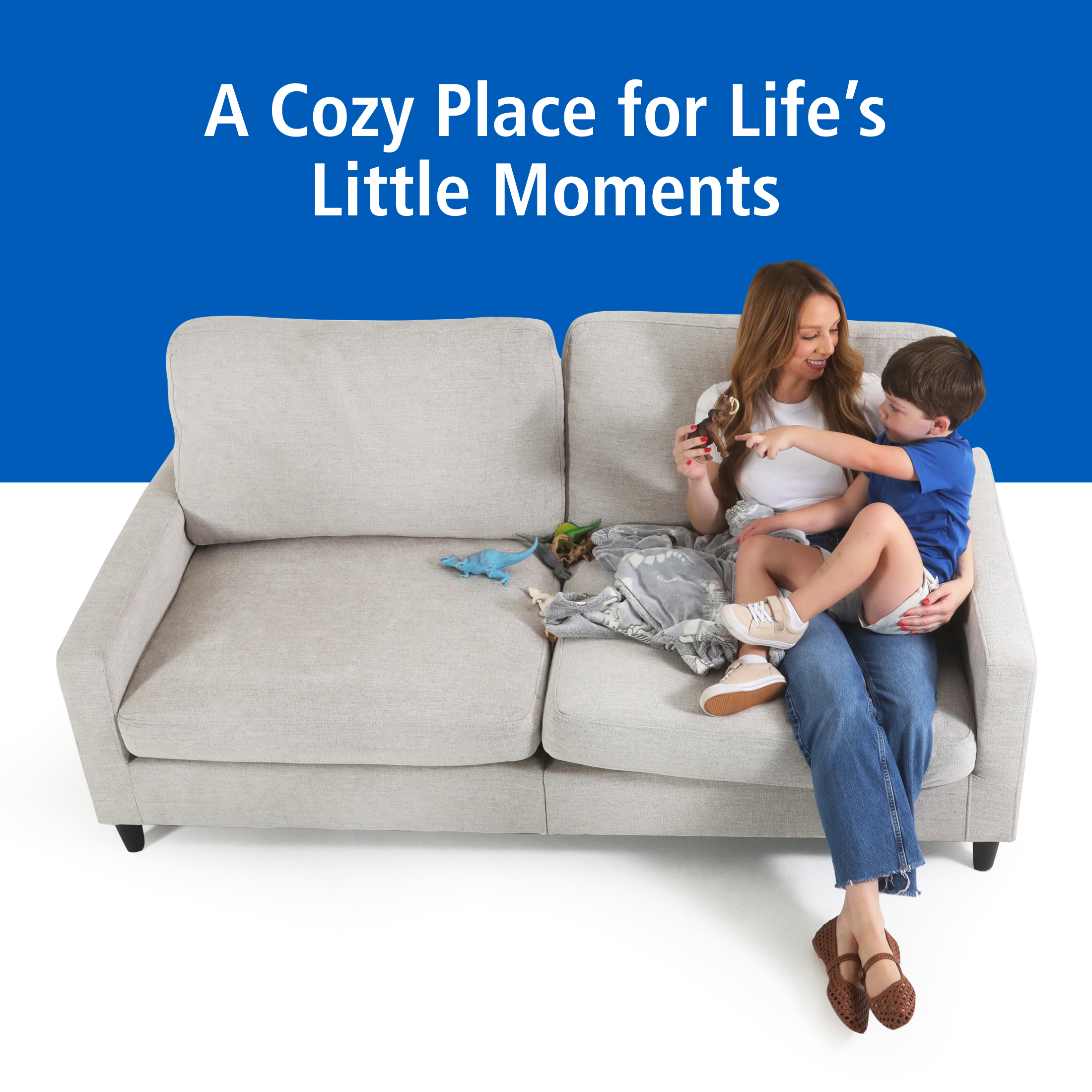 Mainstays 77" Square Arm Sofa, Light Gray photo 2