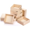 thumbnail image 4 of 8 Pack Unfinished Wooden Box, 6 x 6 Inch Square Rustic Wooden Box Storage Organizer Boxes Small Wood Boxes for Crafts, Centerpiece, Home Decor, Storage, Collectibles, Succulent, Drawer, 4 of 8