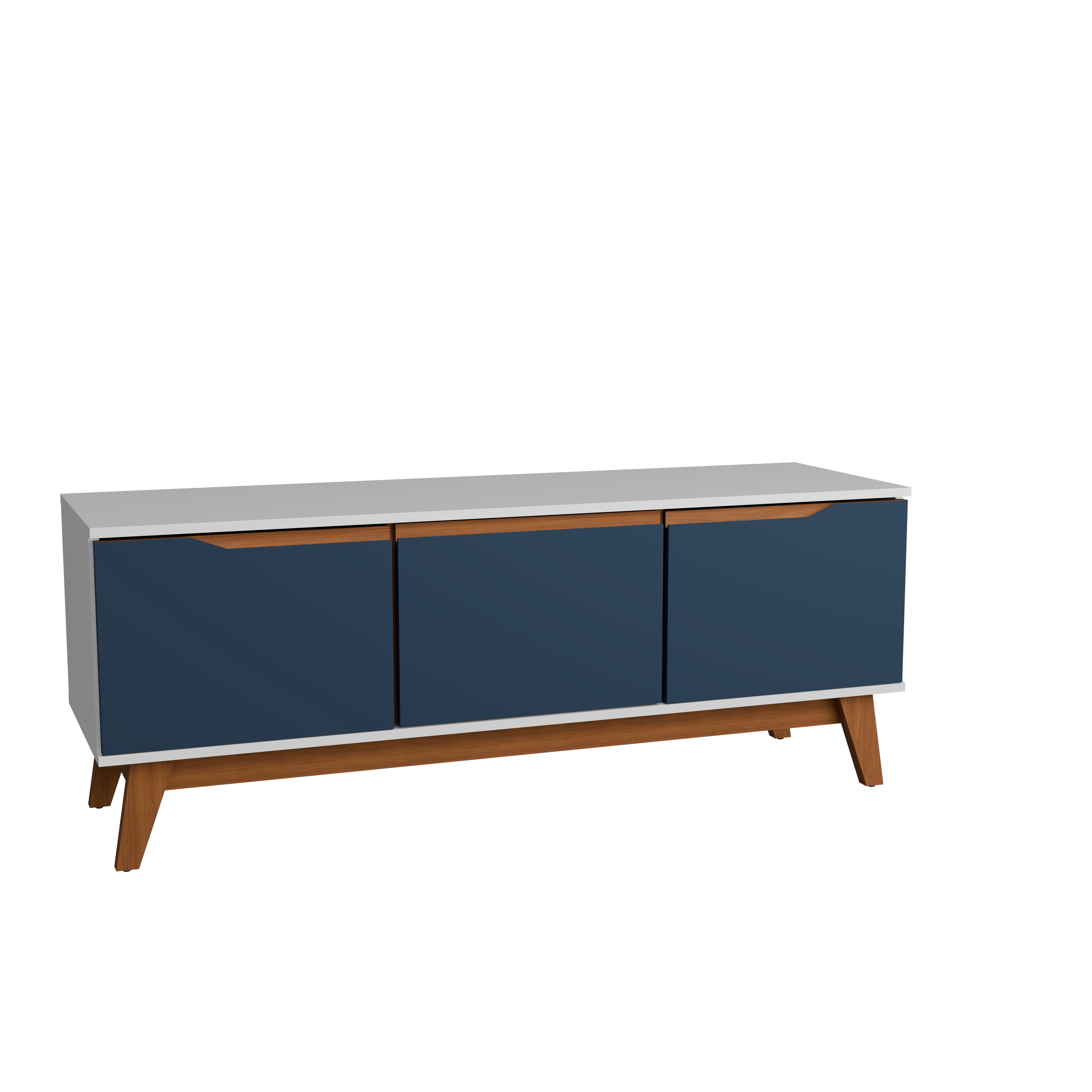 Kappesberg Athens 3-Door Tv stand with Soft-Close Doors and Built-in Handles - White/Blue