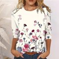 thumbnail image 1 of TIMIFIS 3/4 Sleeve Shirts for Women Button V Neck Loose Womens Tops Fall Clothes Mid Length Three Quarter Sleeve TopsFall, 1 of 5