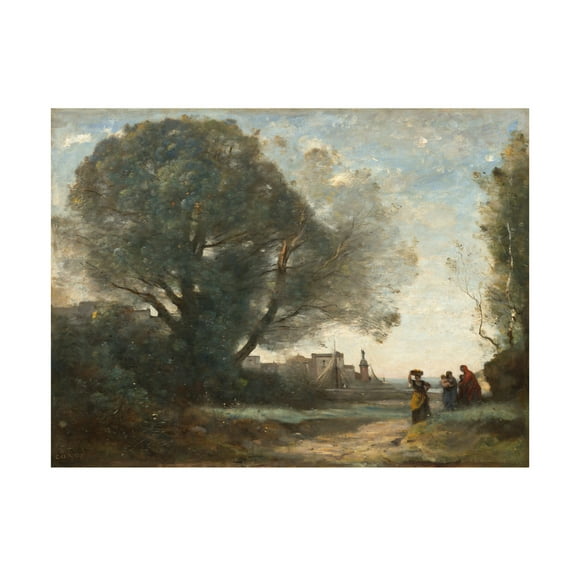 Jean Baptiste Camille Corot 'Souvenir of Terracina, 1864' Canvas Art - 19 x 14 Inches