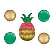 LOONBALLOON 31 Inch Pineapple Iridescent Holographic Balloon Medium Shape Set (4x shape)