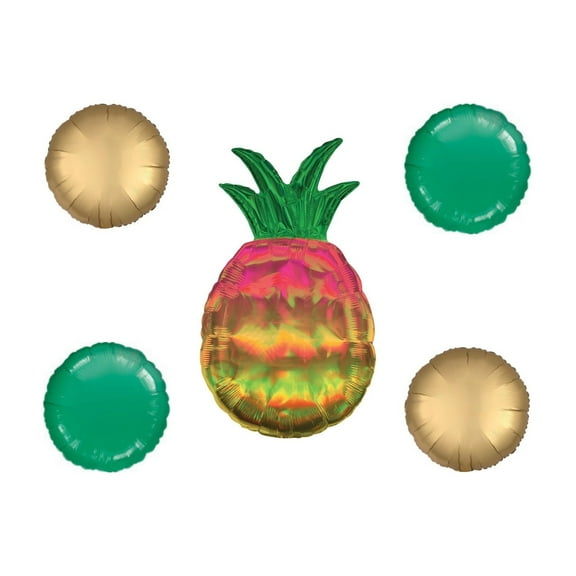 LOONBALLOON 31 Inch Pineapple Iridescent Holographic Balloon Medium Shape Set (4x shape)