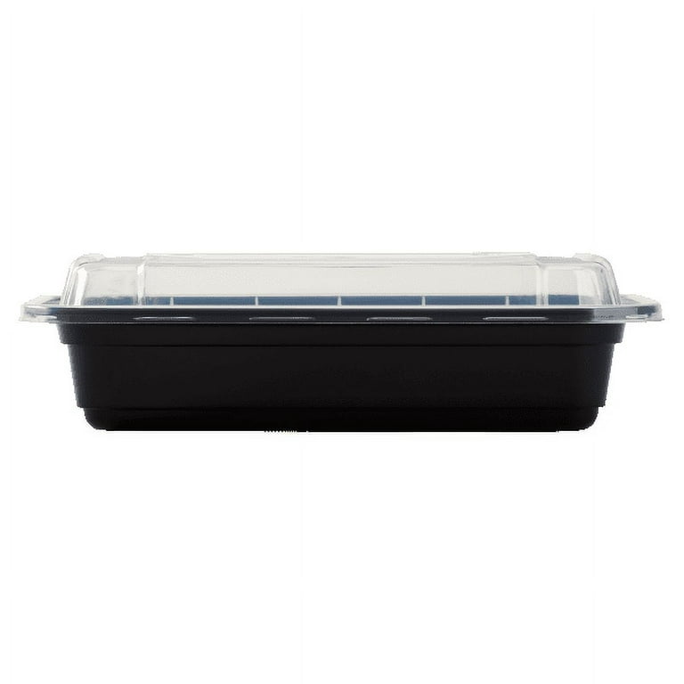 Karat 16oz PP Plastic Microwavable Rectangular Food Containers & Lids -  Black - 150 ct