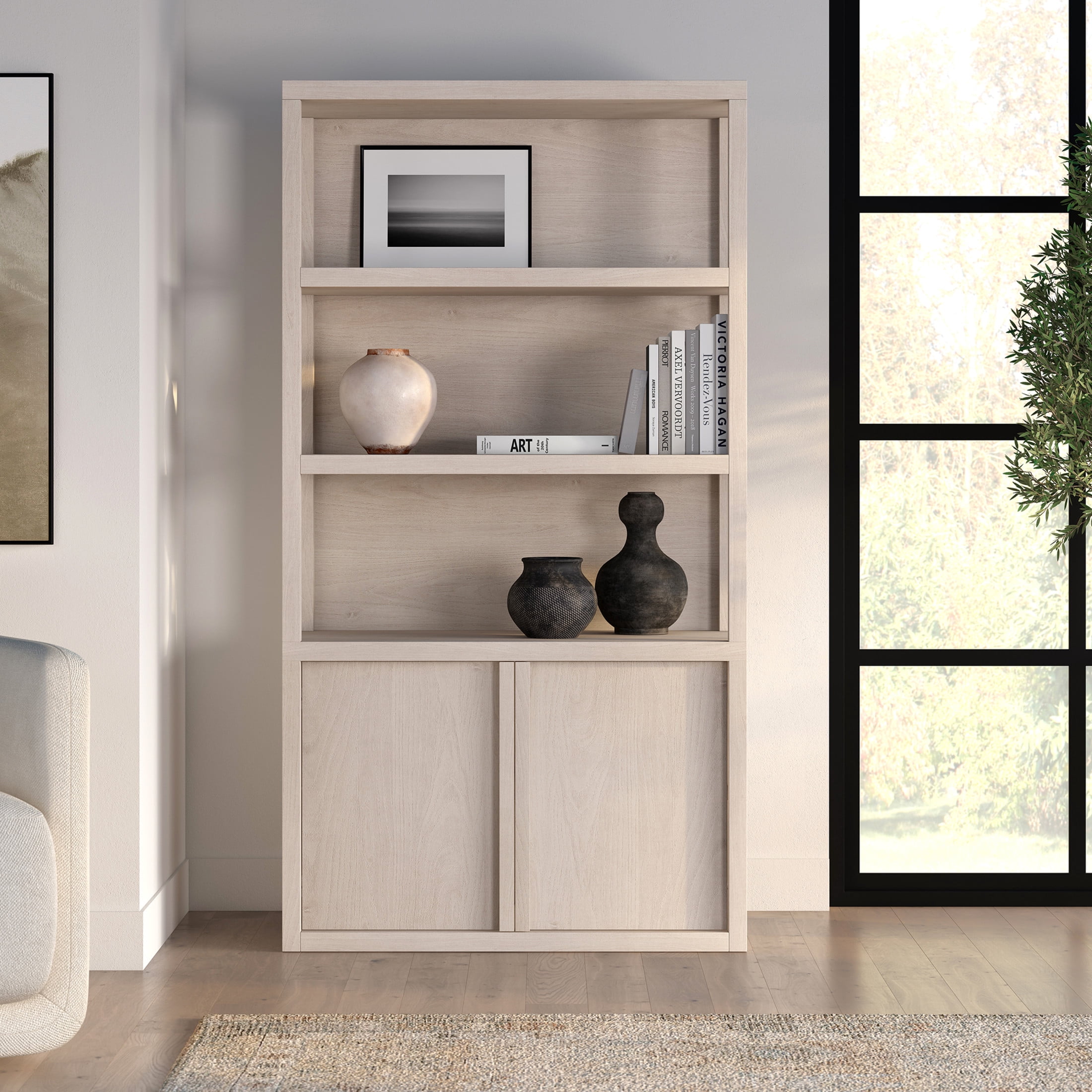 Evelyn&Zoe Modern/Contemporary 67.5" Tall Alder White Bookcase