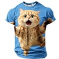 thumbnail image 4 of Men's 3D Funny Orange Cat Graphic T-Shirt Novelty Short Sleeve Crewneck Tees Casual Summer Tops Animal Print Streetwear Vacation Party Shirts Graphic Tee, 4 of 5