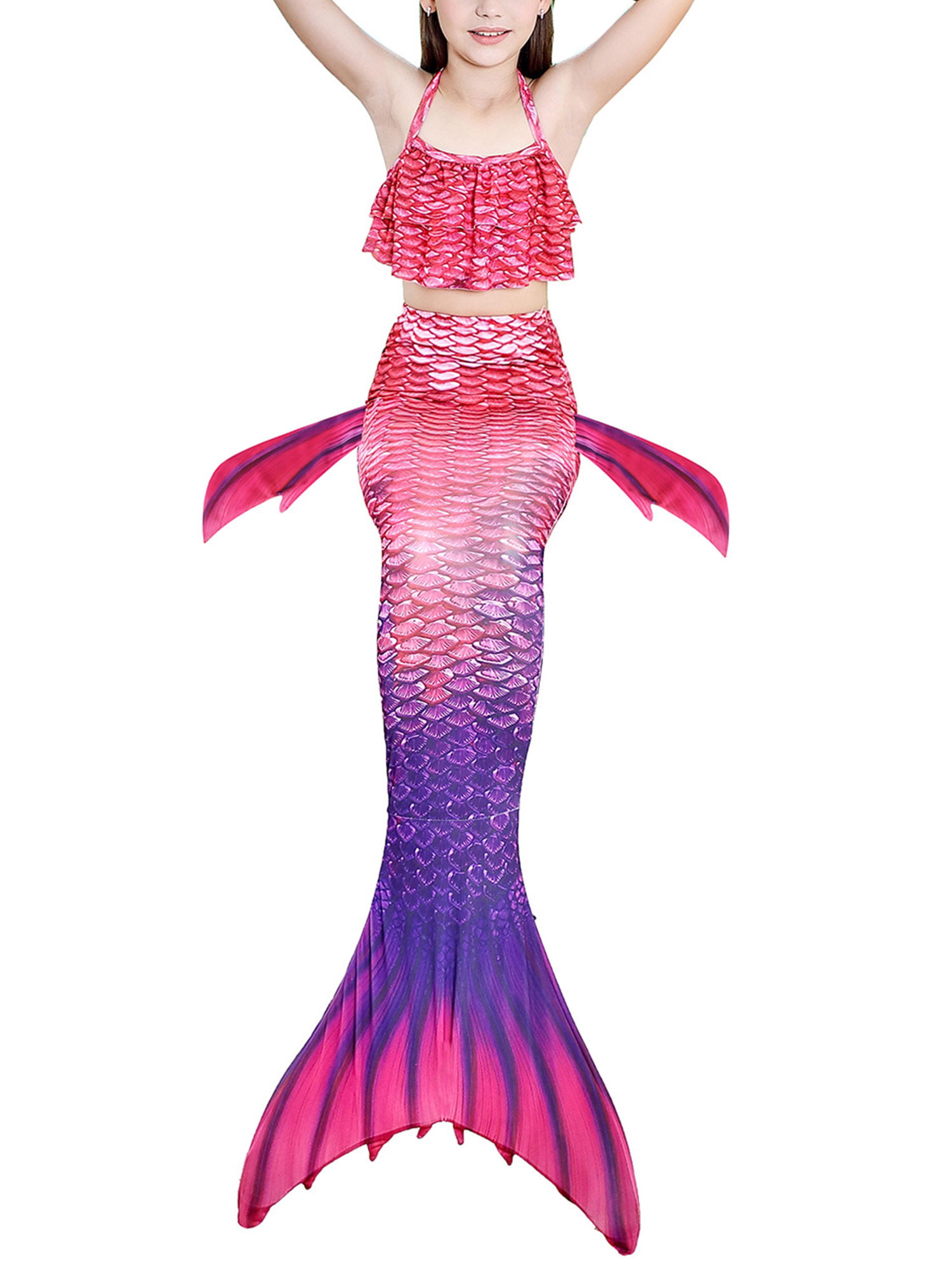 Child Kids Girls Boys Mermaid Mono Fin Swimmable Tail Flippers Swimming Costume 