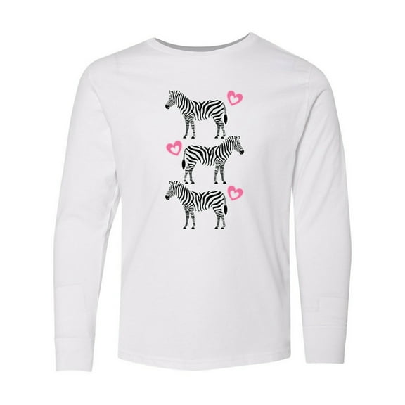 Inktastic Zebra Cute Safari Animal Long Sleeve Youth T-Shirt