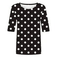 thumbnail image 5 of Womens Tops Plus Size Short Sleeve Polka Dot Round Neck Pullover Casual Shirts Loose Blouse Black XXL, 5 of 5
