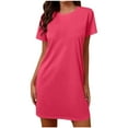 thumbnail image 6 of Sakmal Moomoo Nightgownss Women Short Sleeve Soft Moomoo Dress Solid Knee Length Nightgowns for Women M, 6 of 6