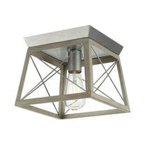 Progress Lighting Briarwood Collection 1 Light 9.5" Farmhouse Galvanized Flush Mount Ceiling Light