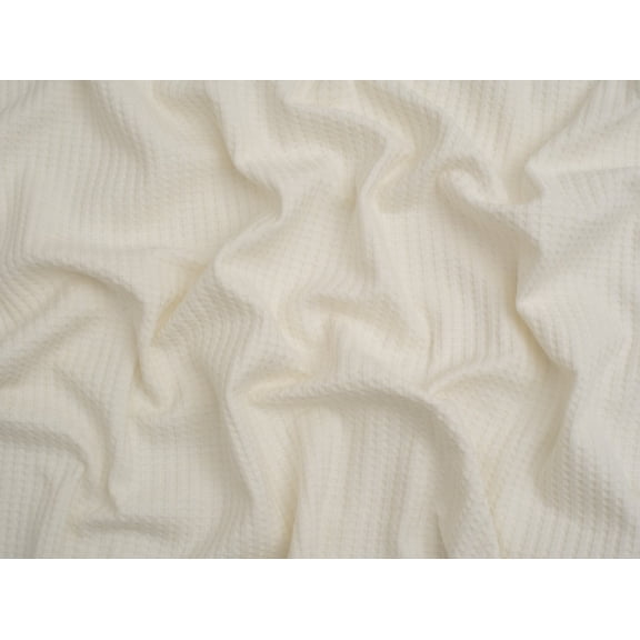 Minerva Waffle Textured Stretch Knit Fabric Ivory - per yard