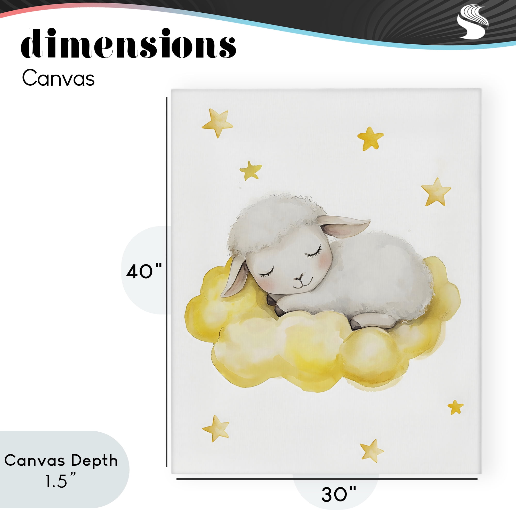 Stupell Industries Sleeping Sheep on Yellow Cloud Canvas Wall Art, design by LSR Design Studio