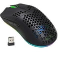 thumbnail image 1 of Hexamurby Ratón Inalámbrico Ultraligero para Juegos, 6 Tipos de Retroiluminación RGB, 5 Niveles Ajustables, Ratones Ligeros con Carcasa de Panal para Jugadores de PC (Negro), 1 of 9
