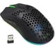 thumbnail image 1 of Hexamurby Ratón Inalámbrico Ultraligero para Juegos, 6 Tipos de Retroiluminación RGB, 5 Niveles Ajustables, Ratones Ligeros con Carcasa de Panal para Jugadores de PC (Negro), 1 of 9