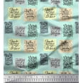 thumbnail image 1 of Soimoi Green Moss Georgette Fabric Motivational Quotes Text Printed Craft Fabric by the Yard 42 Inch Wide, 1 of 3