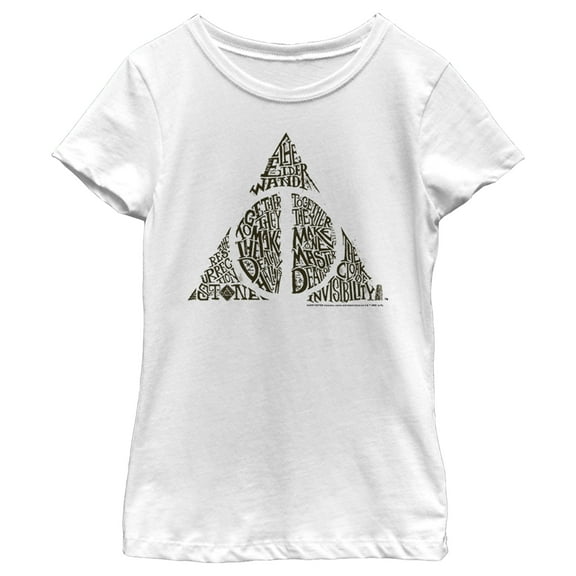 Girl's Harry Potter Deathly Hallows Secrets  Graphic Tee White Large