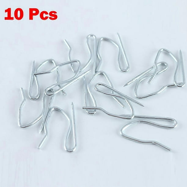 10pcs Curtain Drapery Pin Hooks Silvery Great For Hanging Pleater Curtain And Achieving Traditional Look Made Of Stainless Steel