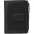 thumbnail image 1 of portafolios de piel para mujer, con bloqueo RFID de doble cierre, bolsillo para tarjetas con ventana de identificación, Negro -, portafolios para mujer, 1 of 3